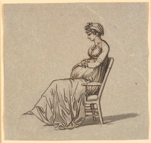 Profilbild der zweiten Frau des Künstlers, sitzend im Lehnstuhl, schwanger von Nicolai Abildgaard