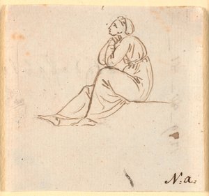 Sitzende Frauenfigur im Profil nach links von Nicolai Abildgaard