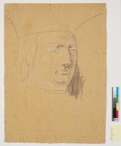 Studie des Kopfes von Christian I auf Christian I erhebt Holstein zum Herzogtum von Nicolai Abildgaard
