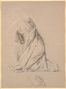 Studie zur knienden Figur, die Holstein auf dem Christian I-Bild in Christiansborg symbolisiert