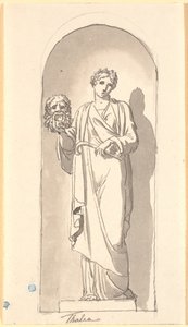 Thalia als Statue in einer Nische von Nicolai Abildgaard