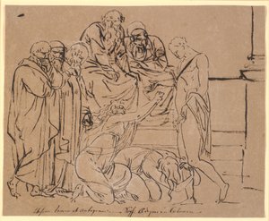 Theseus wird von Ismene und Antigone angefleht. Nach Sophokles von Nicolai Abildgaard