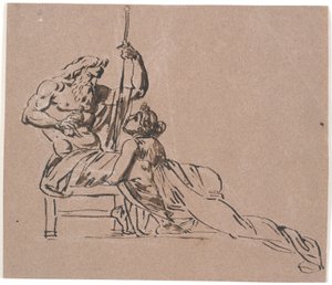 Thetis umarmt flehend Zeus