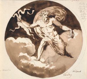 Donnerstag. Jupiter mit dem Blitz in der rechten Hand