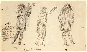 Drei Männerfiguren. Der links sieht aus wie die Braga-Figur auf dem vorherigen Blatt von Nicolai Abildgaard