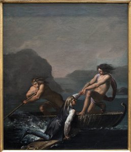 Das Schiffswrack Niels Klim wird von zwei Quamiten gerettet. Auszug aus Die unterirdische Reise von Niels Klim