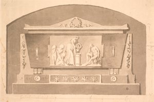 Entwurf für einen Sarkophag mit Relief für das Gandilske Grabmal auf dem Assistens Friedhof von Nicolai Dajon