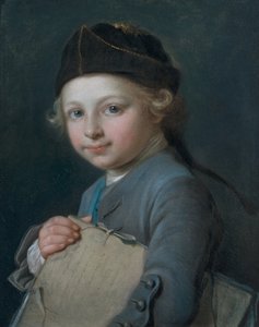 Porträt eines jungen Jungen mit einem Portfolio