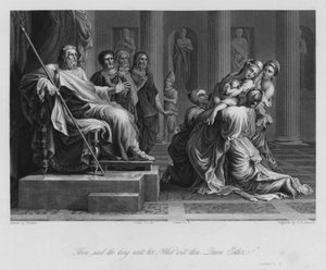 Esther vor Ahasverus, Esther V, 3 (Stich) von Nicolas (after) Poussin