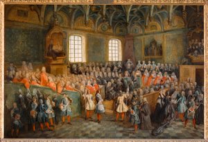 Sitzung des Gerichts (Lit de Justice), abgehalten im Parlament am 22. Februar 1723