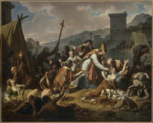 Die Hingabe von Monsignore de Belsunce während der Pest von Marseille, 1720, vor 1819 von Nicolas André Monsiaux