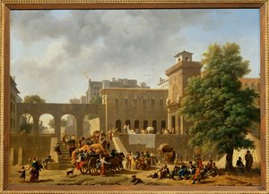 Das Äußere eines Militärkrankenhauses, auch bekannt als "Die Franzosen in Italien", Salon 1804 von Nicolas Antoine Taunay