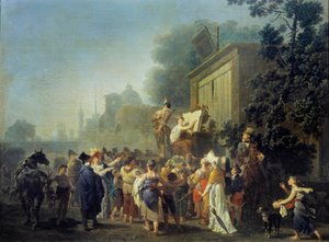 Die reisenden Komödianten, das Theater des Wahnsinns von Nicolas Antoine Taunay