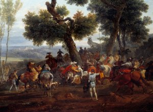 Religionskriege: Das Treffen des Königs von Frankreich Henri IV (1553-1610) und Sully nach der Schlacht von Ivry im Jahr 1590