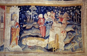 Aufhängung der Offenbarung (1373-1383), Nr. 30: die Toten auf dem Boden. Tapisserie von Nicolas Bataille (1330-1405)
