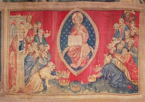 Die vierundzwanzig Ältesten werfen sich vor Gott nieder, aus dem Apokalypse-Wandteppich von Angers, 1373-87 von Nicolas Bataille