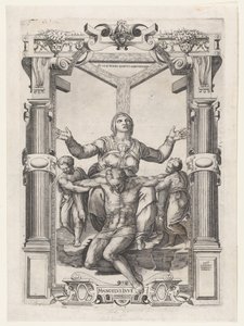 Pietà mit Engeln vor dem Kreuz, 1547 von Nicolas Beatrizet