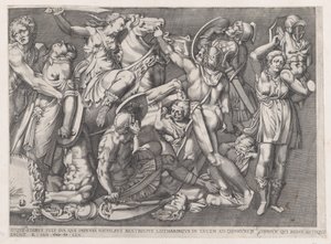 Speculum Romanae Magnificentiae: Schlacht der Amazonen, 1559 von Nicolas Beatrizet
