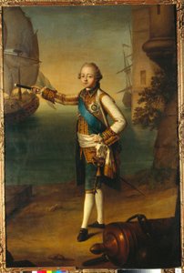 Porträt des Großherzogs Pavel Petrovich (1754-1801, Paul I. von Russland) in Admiraluniform - Gemälde von Nicolas Benjamin Delapierre (1739-1802), Öl auf Leinwand von Nicolas Benjamin Delapierre