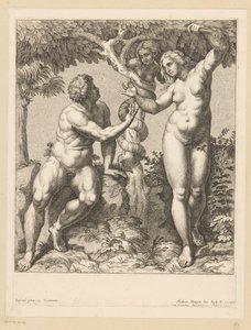 Adam und Eva von der Schlange verführt von Nicolas Bocquet