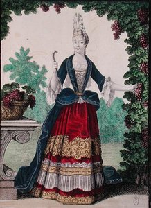 Allegorie des Herbstes, spätes 17. Jahrhundert (kolorierte Gravur) von Nicolas Bonnart