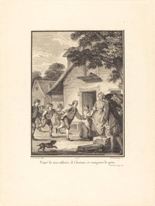 Gepiekst von meinem Spott, bemüht er sich und gewinnt den Preis von Nicolas Delaunay after Jean Michel Moreau