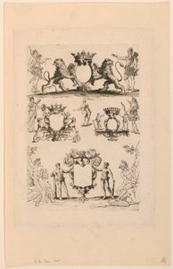 Entwurf für Wappen, aus "Livre de Cartouches" von Nicolas Guerard