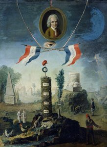 Eine Allegorie der Revolution mit einem Porträtmedaillon von Jean-Jacques Rousseau (1712-78) 1794 von Nicolas Henri Jeaurat de Bertry