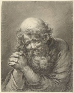 Alter Mann mit Bart und gefalteten Händen von Nicolas Joseph Delin