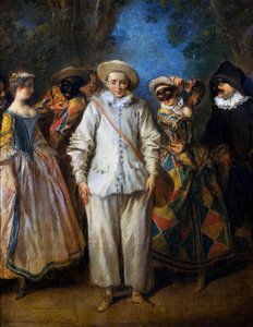 Die Schauspieler der italienischen Komödie, von Nicolas Lancret (1690-1743), Öl auf Holz, 25,5x22 cm. Frankreich
