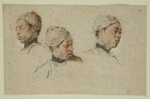 Drei Studien des Kopfes eines turbantragenden schwarzen Mannes von Nicolas Lancret