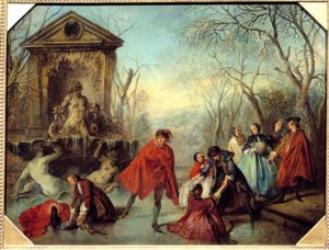 Winter Schlittschuhlaufen auf einem gefrorenen See von Nicolas Lancret
