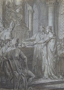Ludwig III. und Karlmann geben den Bischöfen des Königreichs die Zusicherung ihrer Treue im Jahr 882, ca. 1791 von Nicolas Lejeune