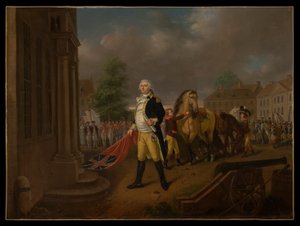 General Humphreys übergibt die in Yorktown eroberten Standarten an die Kongresshalle (Philadelphia) von Nicolas Louis Albert Delerive