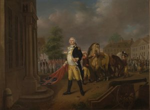 General Humphreys übergibt die in Yorktown erbeuteten Standarten an die Kongresshalle, Philadelphia von Nicolas Louis Albert Delerive