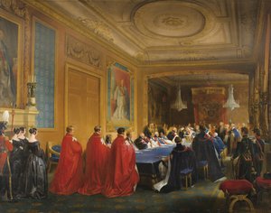 Louis-Philippe erhält den Hosenbandorden von der jungen Königin Victoria, 1844 von Nicolas Louis Francois Gosse
