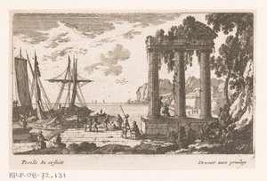 Hafenansicht mit drei Säulen von Nicolas Perelle