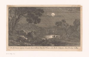 Landschaft bei Nacht mit Reisenden