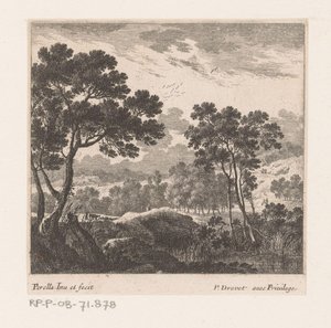 Landschaft mit Bäumen und See