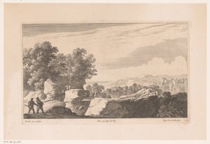 Landschaft mit Brücke über schnell fließenden Fluss
