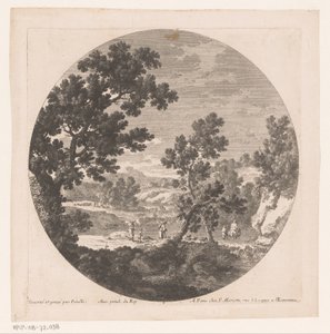 Landschaft mit Hirten entlang eines Flusses