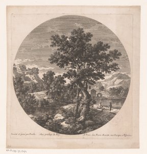 Landschaft mit zwei Männern an einem See