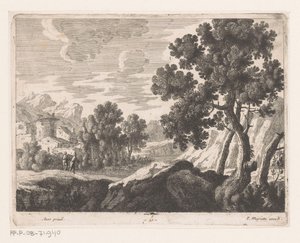 Landschaft mit zwei Wanderern