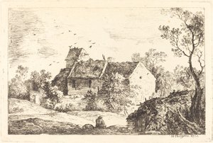 Haus mit Taubenschlag in einer hügeligen Landschaft von Nicolas Perignon