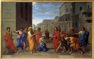 Christus und die Ehebrecherin, Gemälde von Nicolas Poussin von Nicolas Poussin