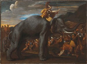 Hannibal überquert die Alpen auf einem Elefanten