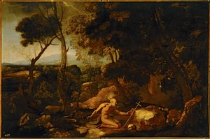Landschaft mit dem Heiligen Hieronymus von Nicolas Poussin