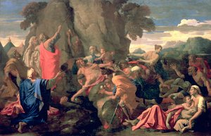 Moses schlägt Wasser aus dem Felsen von Nicolas Poussin
