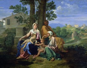 Die Heilige Familie mit den Heiligen Johannes, Elisabeth und dem kleinen Johannes dem Täufer von Nicolas Poussin