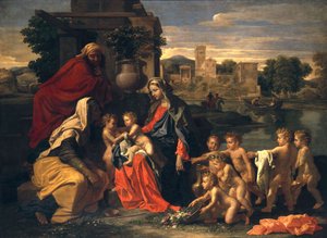 Die Heilige Familie mit dem kleinen Johannes dem Täufer und der heiligen Elisabeth von Nicolas Poussin